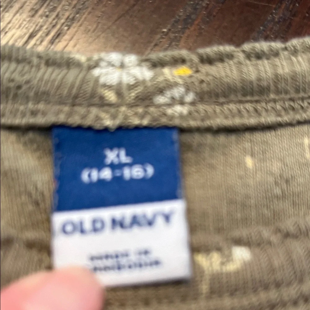 Old Navy Olive Green Kids Tee with Floral Print